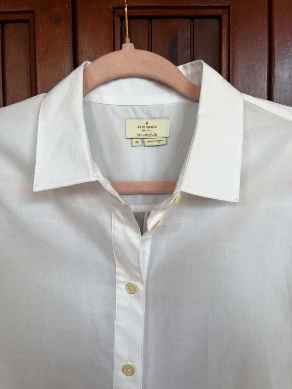 Kate Spade White Cotton Floral Embroidery Ruffle 3/4 Sleeve Button Up Shirt SZ M